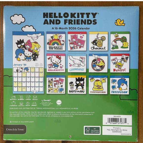 Sanrio Hello Kitty & Friends 2026 Wall Calendar 16-Month NEW - Picture 2 of 7